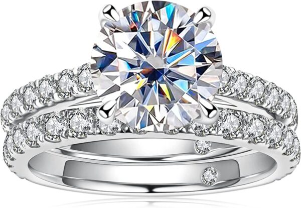 Visit the AnuClub Store AnuClub （Total 4.14ct 3CT Center Moissanite Engagement Rings Wedding Band D Color VVS1 Round Cut 925 Sterling Silver Bridal Sets for Women 4.5 4.5 out of 5 stars    204 ratings | 12 answered questions $149.99 No Import Fees Deposit & $17.12 Shipping to Nigeria Details  Ring Size: