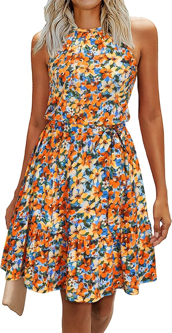 Visit the Newshows Store Newshows Women's 2023 Summer Halter Floral Beach Hawaiian Dresses Boho Casual Sleeveless Ruffle Sundress with Pockets 4.1 4.1 out of 5 stars    679 ratings | 10 answered questions Price:	$26.98 - $29.68 Fit: True to size. Order usual size.