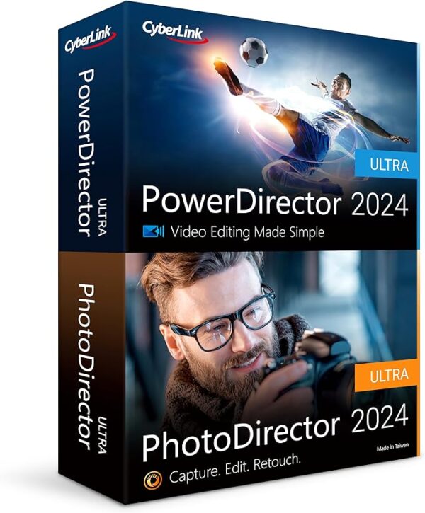 CyberLink PowerDirector and PhotoDirector 2024 Ultra | Easy AI Video Editing and AI Photo Editing Software for Windows | Slideshow | Screen Recorder [Retail Box with Download Card] Visit the CyberLink Store 3.5 3.5 out of 5 stars    18 ratings $97.99$97.99 $56.13 Shipping & Import Fees Deposit to Nigeria